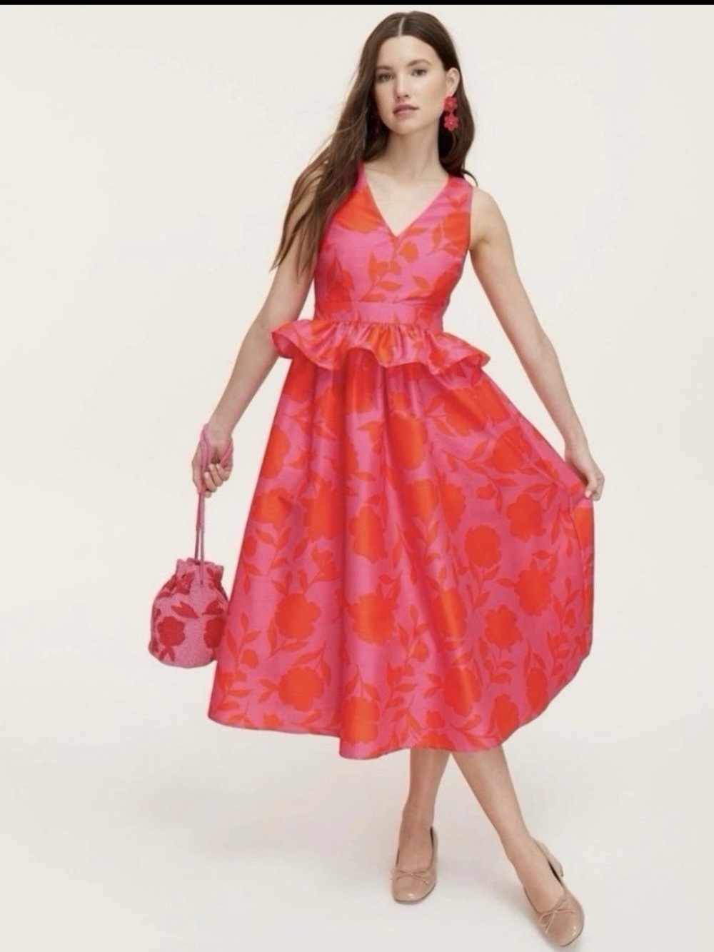 Kate Spade New York x Target Classic Rose Peplum Midi Dress - Pink/Red NEW Sz 10